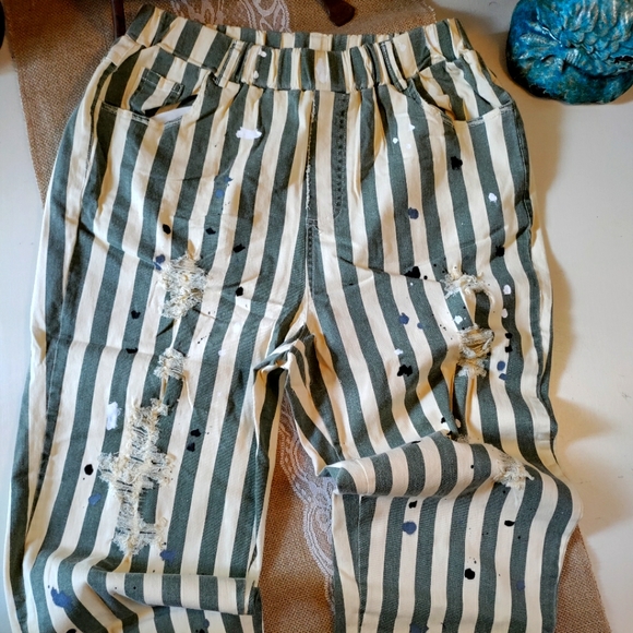 Jaded Gypsy Pants - Cottagecore Endless Journey Striped Crop Pants